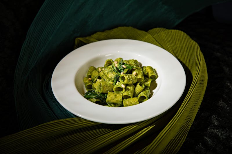 Pesto pasta with fresh herbs