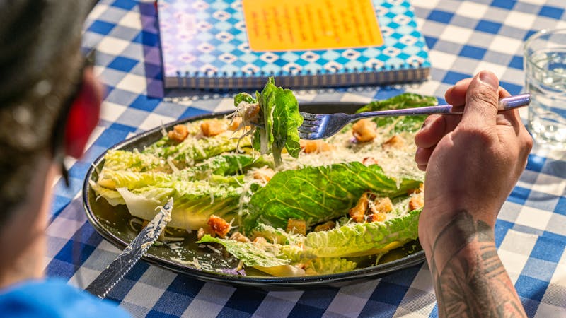 Caesar salad with croutons